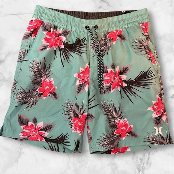 Hurley Other - Hurley Men's Floral Swim Shorts - aqua and Red sz M NWT , 011